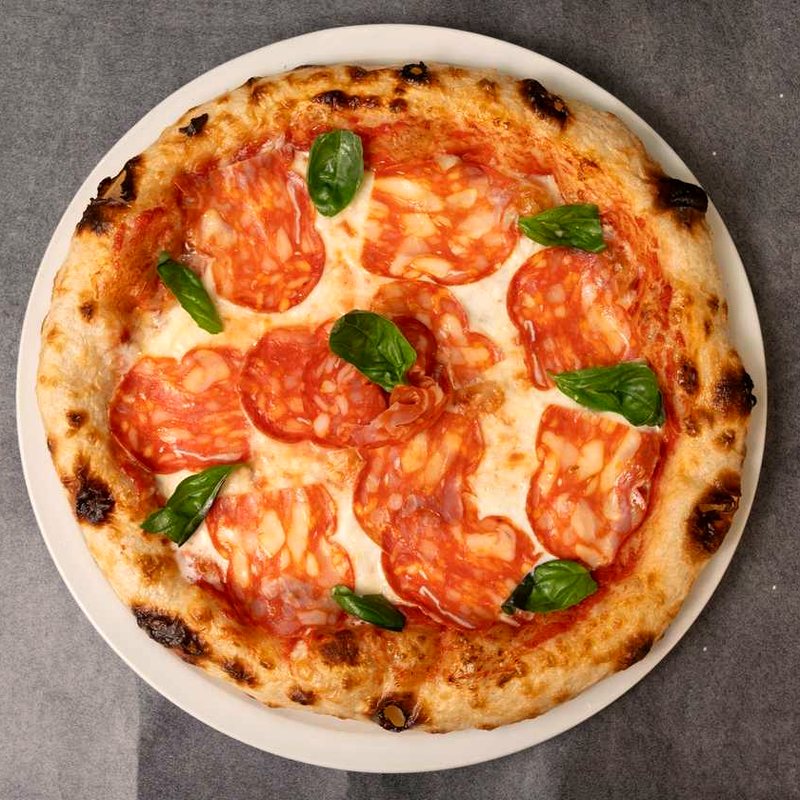 Diavola pizza with spicy salami